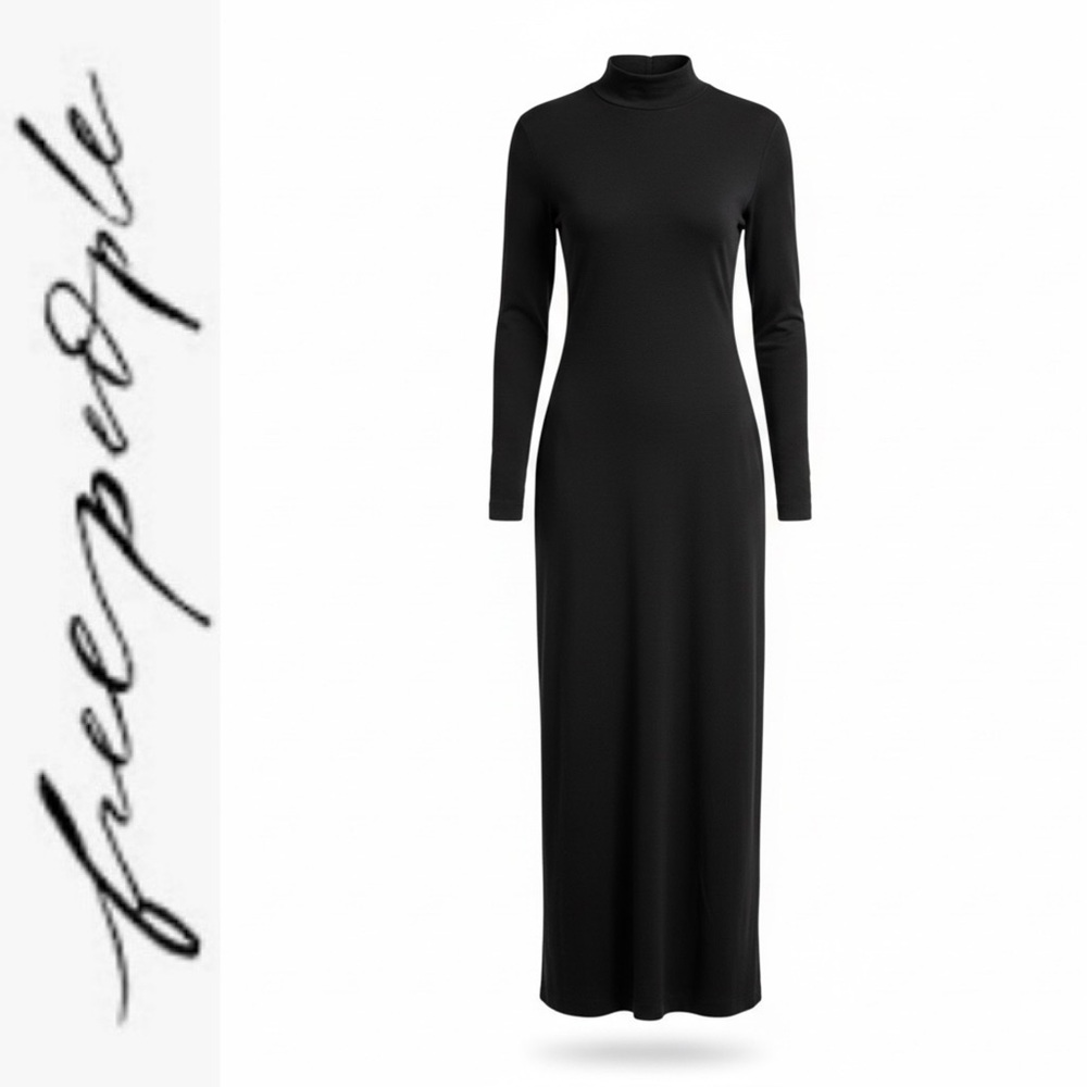 NEW Free People Free-EST Good Feels Black Mock Neck Long Sleeve Midi Dress S - Picture 3 of 11